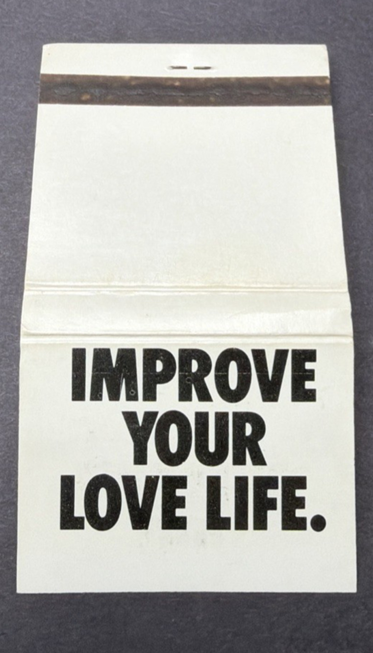 Vintage American Cancer Society Matchbook Improve Your Love Life Full